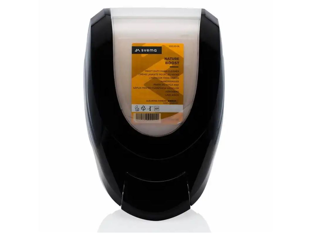 Dispenser manual SVEMA pentru sapun abraziv  negru  1500 ml- rezerve proprii
